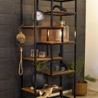 ترکیب زیبای چوب و اهن|کتابخانه، شلف، قفسههای دیواری|الیگودرز, |دیوار