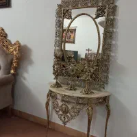 آینه و شمعدان برنز .سالم و تازه