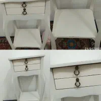 میز تلفن چوبی سفید
