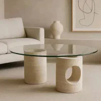 طراحی و اجرای میز سنگ و شیشه خم