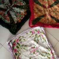 روبالشتی مخمل قدیمی طاووسی رومیزی سجاده قدیمی