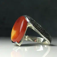 انگشتر نقره دستساز پیچک عقیق سرخ یمنی