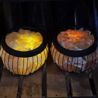 آباژور سنگ نمک طرح سبد فلزی/انرژی مثبت/فنگشویی