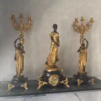 تندیس ساعت دار برنز و سنگی  دست ساز