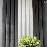 حراج جفت پرده مخمل کالیفرنیا طوسی