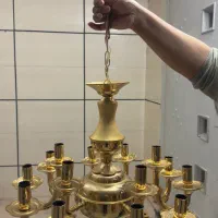 لوستر طلایی ۱۵ شاخه|لوستر و چراغ آویز|سمنان, |دیوار