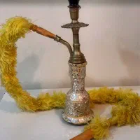 قلیان برنجی اصل آینه کاری شده لاکچری