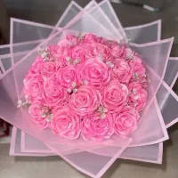 دسته گل و باکس روبانی شیک