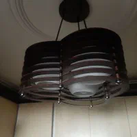 لوستر سه شعله چوبی|لوستر و چراغ آویز|همدان, |دیوار