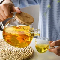 قوری پیرکس رنگ شامپاینی شعله مستقیم شیشه آنتی شوک