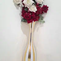 گل رز قرمز و سفید مخمل با گلدون|گل مصنوعی|تهران, هفده شهریور|دیوار