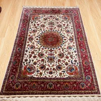 فرش ذرع نیم تمام ابریشم قم تار و پود