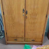 کمد لباس چوبی دو درب با دو کشو