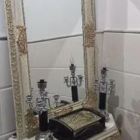 آینه و شمعدون چوب