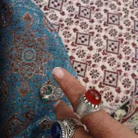 انگشتر عقیق درشت کله قندی و فیروزه