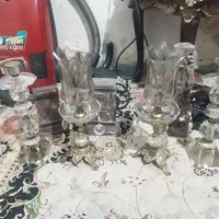 آباژور گل لاله تمام استیل وشمعدانی های پایه برنزی|چراغ خواب و آباژور|ورامین, ورامین|دیوار