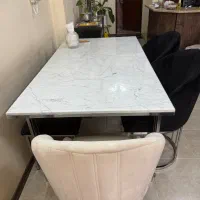 میز ناهار‌خوری سنگ و استیل ۷نفره