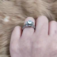 انگشتر نقره گل نگین دار زنانه