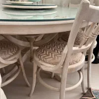 میز ناهارخوری گرد ۶ نفره چوب راش|میز و صندلی غذاخوری|بیرجند, |دیوار