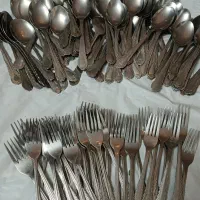 قاشق و چنگال سیاه قلم قدیمی جنس خارجی