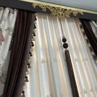 پرده ترک وارداتی با کناره و کتیبه و زیر پرده