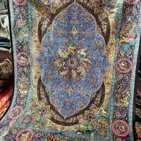 قالیچه نفیس ۸۰ رج تمام ابریشم قم ۳ متری