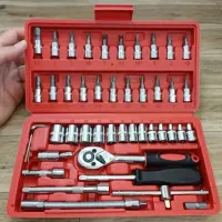 جعبه46پارچه آچار و سری بکس و پیچ گوشتی