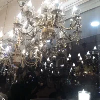 لوستر کریستالی 12 شاخه با حباب، 8پایین و 4 بالا