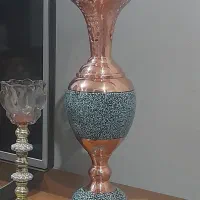 گلدون گلدان مسی وفیروزه کادویی شیک هدیه دکور