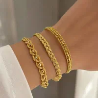 بنگل های النگویی نقره ایتالیایی وارداتی رنگ طلا
