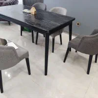میز ناهارخوری شش نفره مشکی نقره ای خاکستری طوسی|میز و صندلی غذاخوری|تهران, گرگان|دیوار