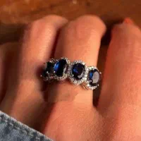 انگشتر جواهر تمام نقره مدل چهارتایی یاقوت و کبود|بدلیجات|تبریز, |دیوار