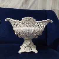 ظرف دکوری  چینی کشکول گل برجسته