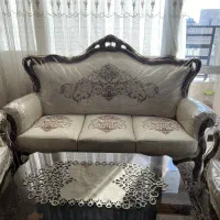 مبل استیل- چوب اصل- ۷نفره- فندوقی|مبلمان خانگی و میز عسلی|تهران, شهرک امید|دیوار