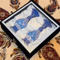 گلدان میناکاری شده ۱۶سانتی با جعبه مخمل