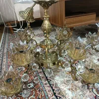لوستر برنزی ۸شاخه دو جفت|لوستر و چراغ آویز|اراک, |دیوار