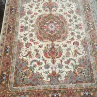 جفت فرش ۶متری دستباف طرح تبریز خطیبی ابریشم درحدنو