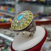 انگشتر جواهری زبرجد و زمرد فیروزه
