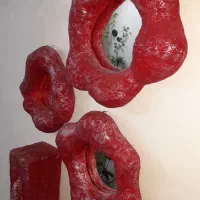 ست آینه پاپیه ماشه ، جا شمعی و جا دستمال