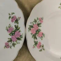 سرویس چینی۱۸نفره گل سرخی غذاخوری ظرف پذیرایی آنتیک