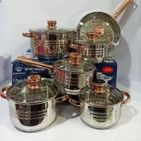 سرویس قابلمه ۱۲ پارچه استیل کویین رویال|ظروف پختوپز|کرمانشاه, |دیوار