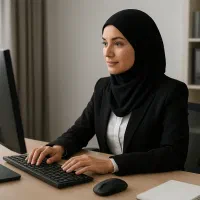 کارمند اداری مسلط به کامپیوتر