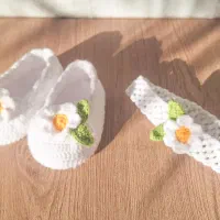 ست پاپوش و تل مو نوزاد|کفش و لباس بچه|شاهین‌شهر, فدک|دیوار