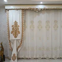 پرده سنگ دوزی شده حریر والن با دوعدد کتیبه