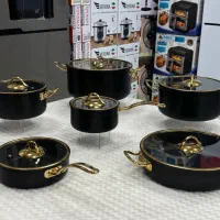 سرویس قابلمه ۱۲ پارچه ناسیکو دسته طلایی|ظروف پخت‌وپز|خرم‌آباد, |دیوار