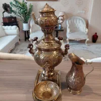 ست سماور مسی قلم کاری قدیمی