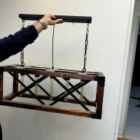 لوستر مدرن ترکیب چوب و فلز|لوستر و چراغ آویز|تبریز, |دیوار