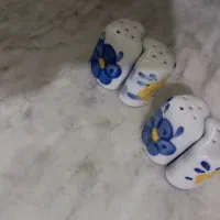 نمکدان گل پنبه ای قدیمی  دوجفت قلبی بسیارزیبا ونو|کلکسیون اشیاء عتیقه|لاهیجان, انقلاب|دیوار