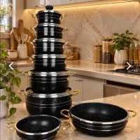 سرویس قابلمه گرانیت ۱۴ پارچه آکبند باضمانت