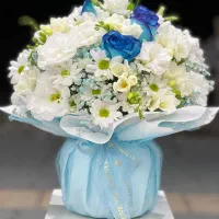 جار گل سفید و آبی کد ۱۱۳۴ گلاریس